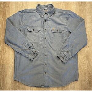 Carhartt  Fort Loose Fit Shirt Men’s XL Tall Blue Button Down Long Sleeve